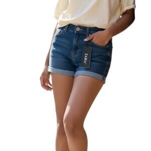 Zara Blue Denim Shorts Size 28 NWT Rolled Cuff Flawed Spot DIY